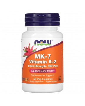 NOW Foods, MK-7, витамин K-2, повышенная сила действия, 300 мкг, 60 растительных капсул NOW Foods, MK-7, витамин K-2, повышенная сила действия, 300 мкг, 60 растительных капсул